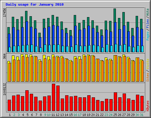 Daily usage for January 2010