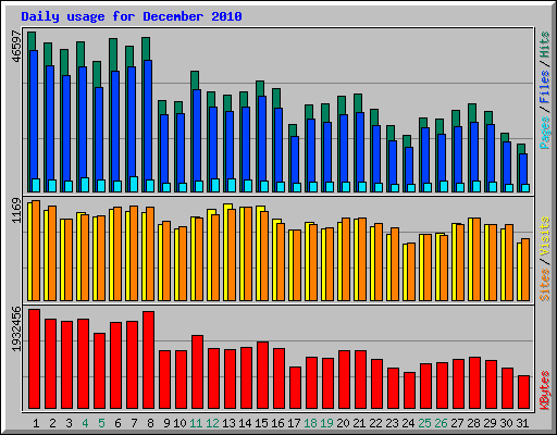 Daily usage for December 2010