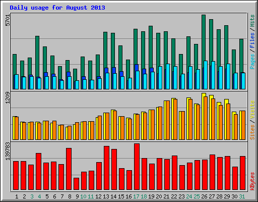 Daily usage for August 2013