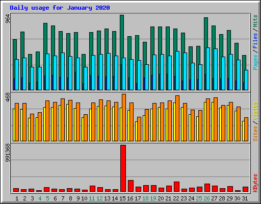 Daily usage for January 2020