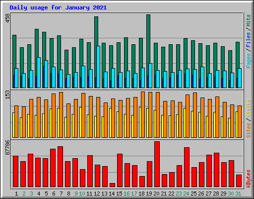 Daily usage for January 2021