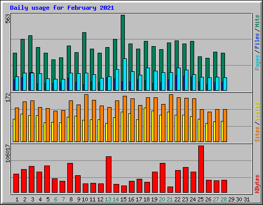 Daily usage for February 2021
