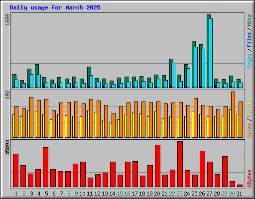 Daily usage for March 2025