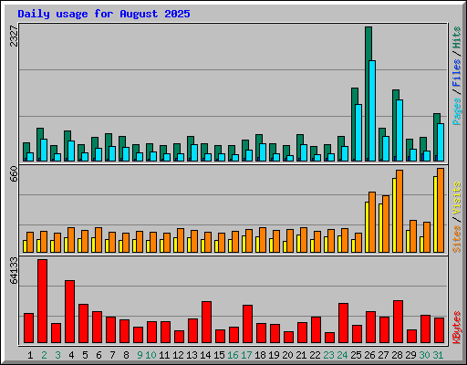 Daily usage for August 2025