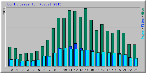 Hourly usage for August 2013