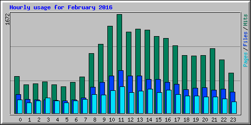 Hourly usage for February 2016