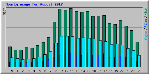 Hourly usage for August 2017