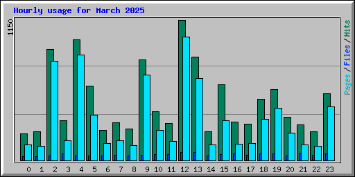 Hourly usage for March 2025